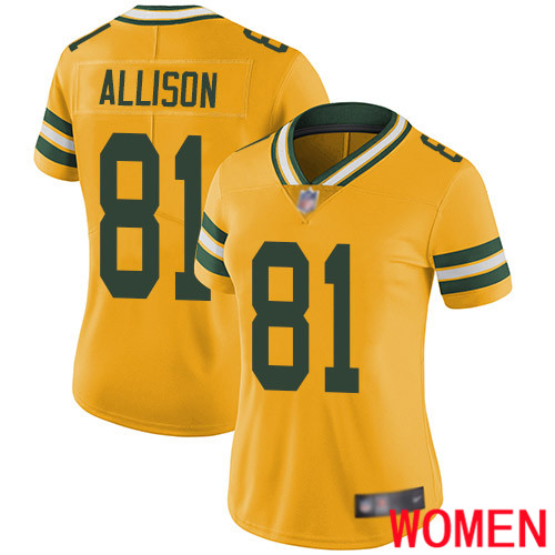 Green Bay Packers Limited Gold Women #81 Allison Geronimo Jersey Nike NFL Rush Vapor Untouchable
